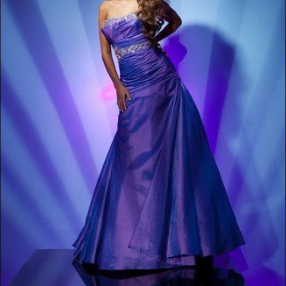 NWT Tony Bowls blue purple ombre beaded formal prom bridesmaid gown dress size 2 - Picture 2 of 9
